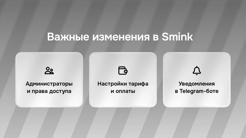 Важные изменения в кабинете Smink — доступы, оплата и уведомления