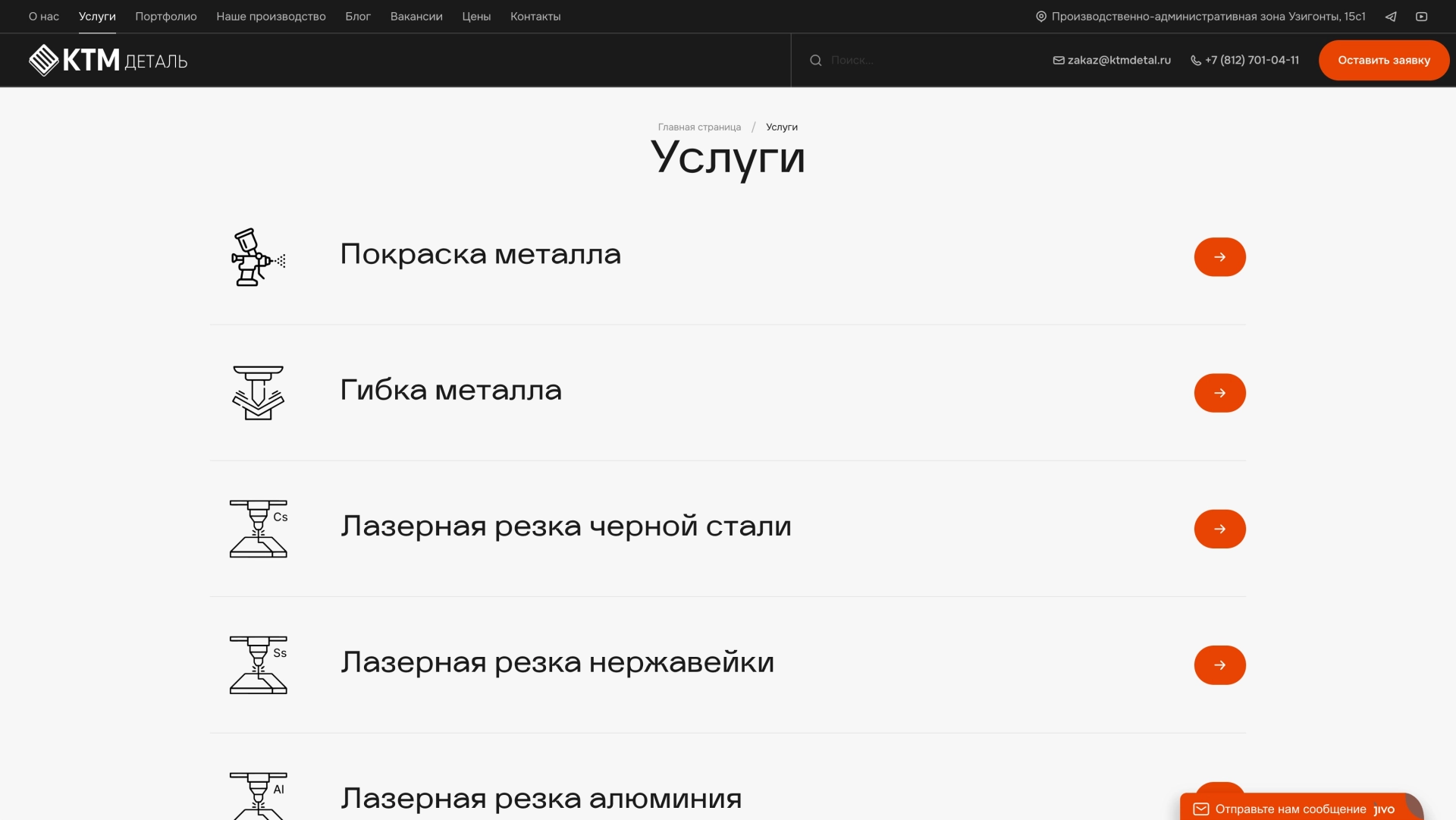 Список услуг
