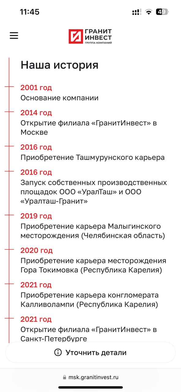 Сайт ГК «ГранитИнвест» на платформе Smink — на платформе Smink | ИТ-компания Сминк История компании